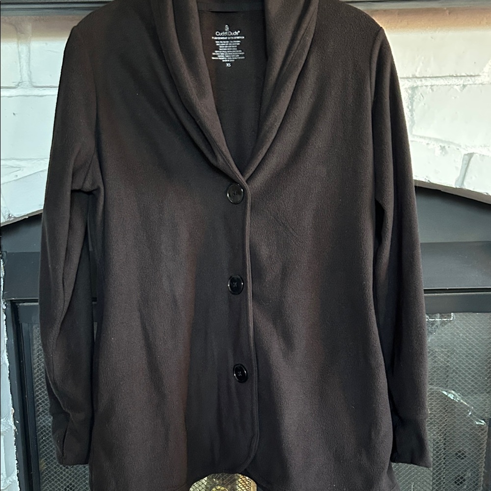 Cuddl Duds BlackShawl Collar Button Front Blazer
